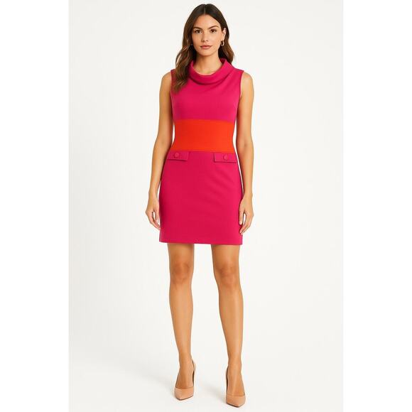 Just... Taylor Dresses & Skirts - NEW Just Taylor Fuchsia Orange Colorblock Sleeveless Sheath Dress Size 6